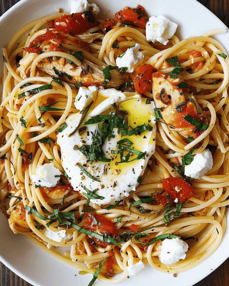 Chicken Spaghetti with Burrata and Lemon Butter Garlic Sauce Recipe