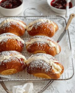 Baked Cream Buns with Jam Recipe