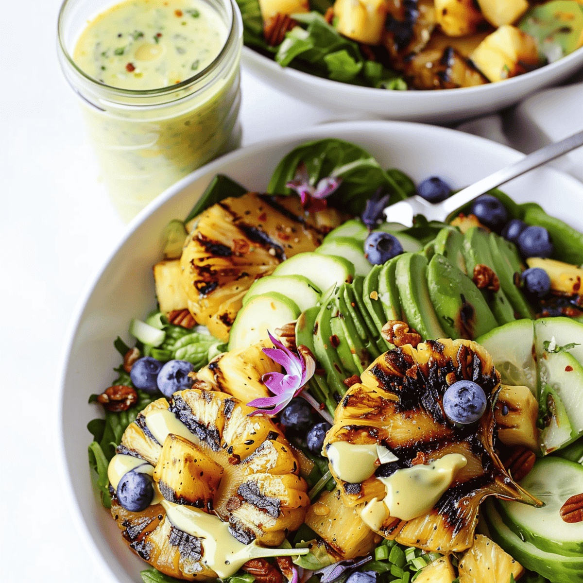 Grilled Pineapple and Corn Salad with Creamy Citrus Dressing Recipe