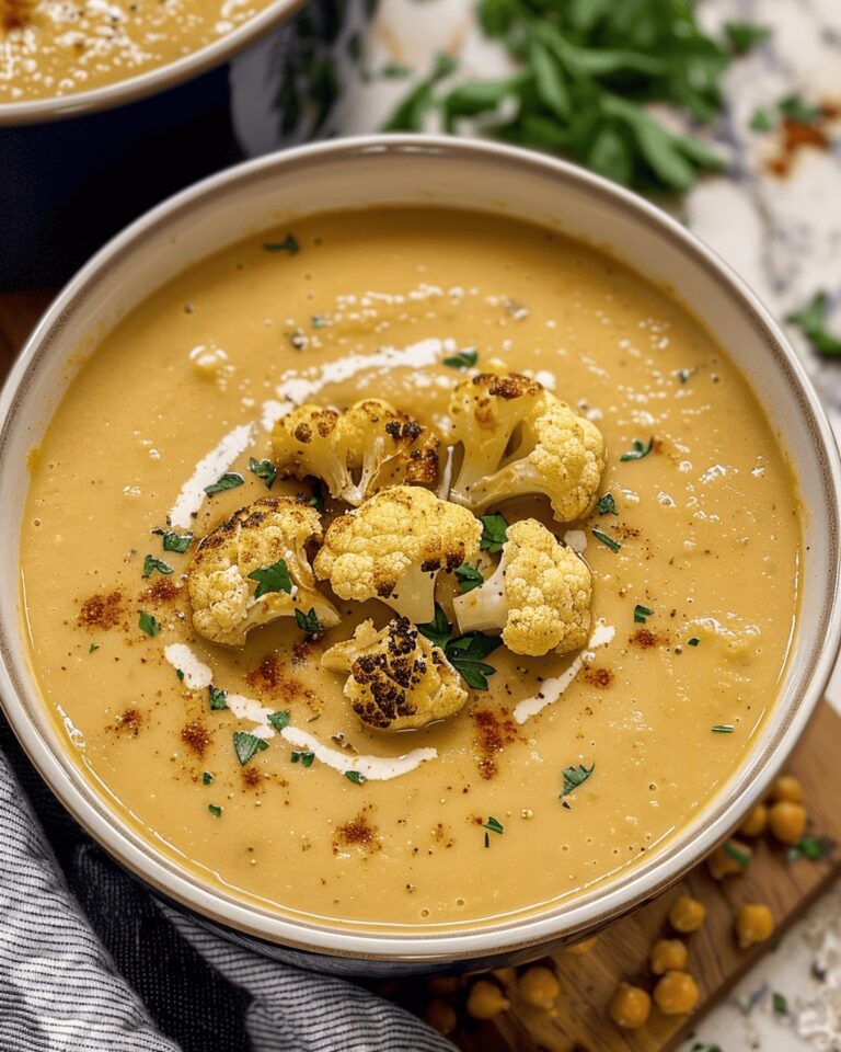 Creamy Cauliflower Chickpea Garlic Soup Recipe