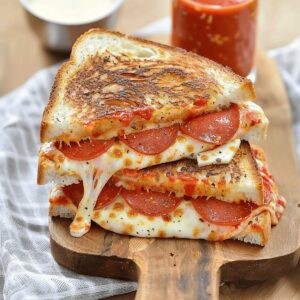 Gooey Pepperoni Pizza Grilled Cheese Recipe