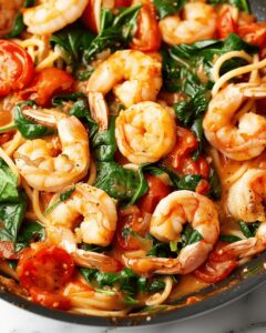 Tomato Spinach Shrimp Pasta Recipe