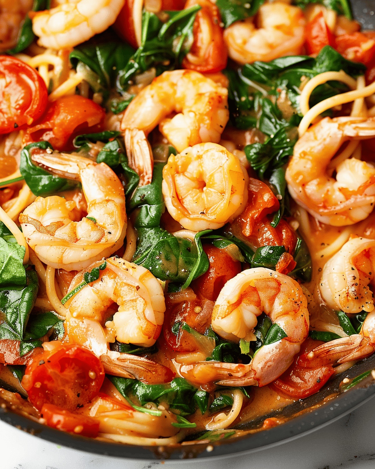 Tomato Spinach Shrimp Pasta Recipe