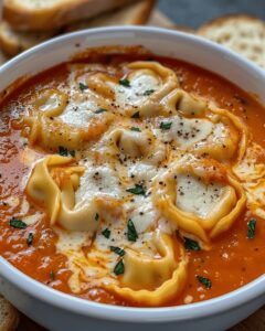Hearty Tortellini Tomato Soup With Cheddar Toast Recipe