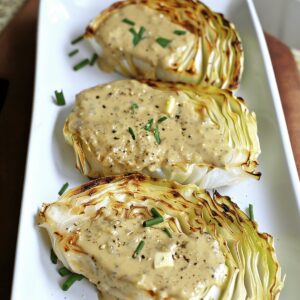 Crispy Roasted Cabbage Wedges With Onion Dijon Sauce Recipe