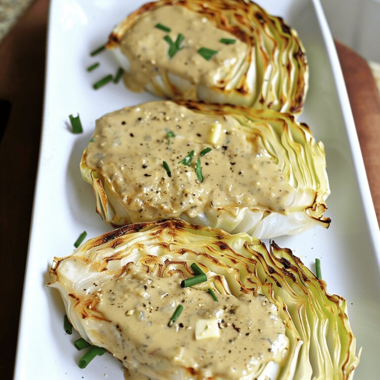 Crispy Roasted Cabbage Wedges With Onion Dijon Sauce Recipe